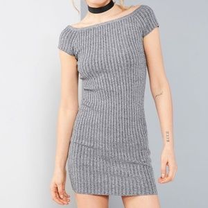 Ribbed Off-the-Shoulder Bodycon Dress